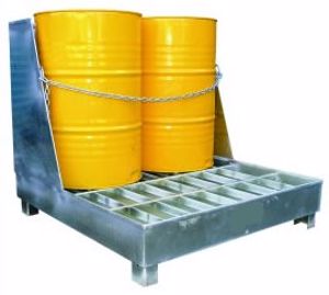 Picture of Drum Spill Containment Stand with back (2 Drums)